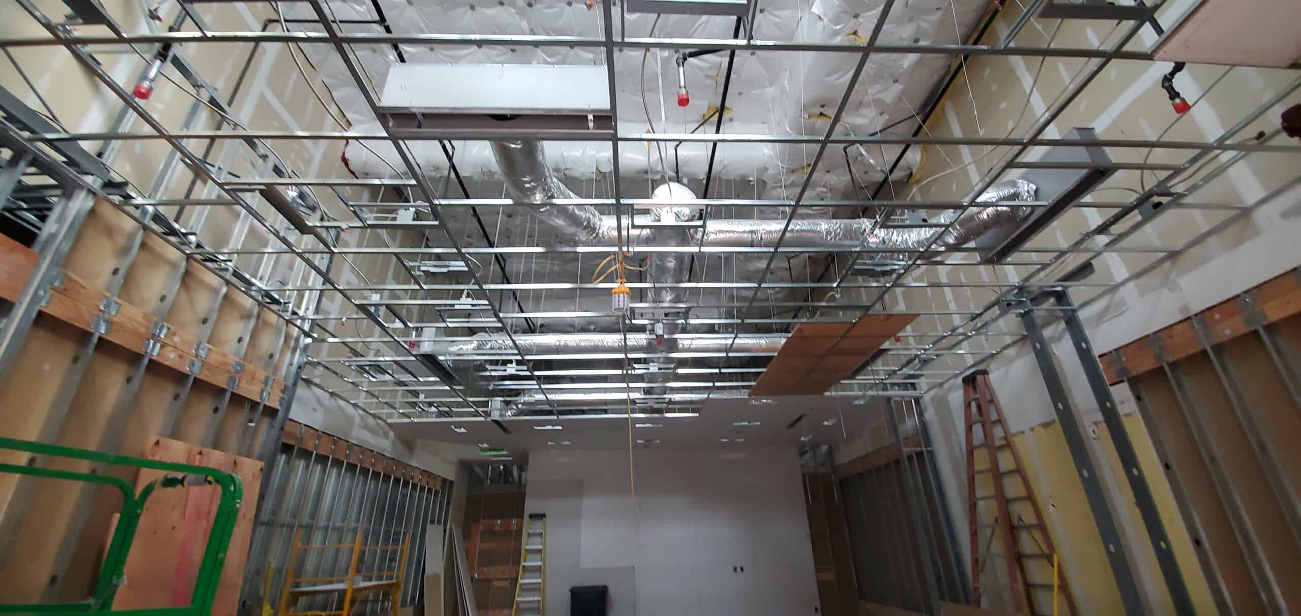 Ceiling grid ductwork framing Easton Town Center PaintWerks