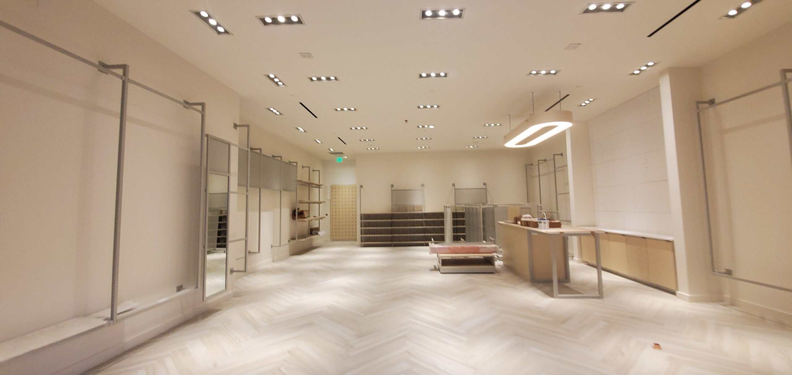Completed retail buildout herringbone tile Easton Town Center PaintWerks