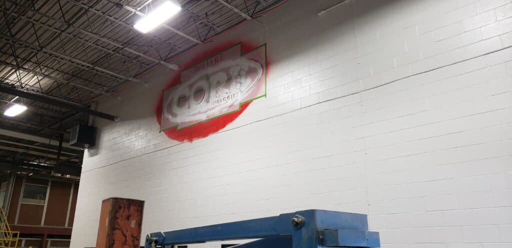 Large-scale interior repaint at Core Molding Technologies manufacturing facility near Hilliard.