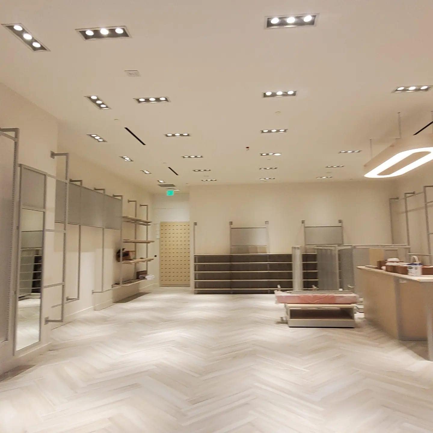 Commercial retail buildout with herringbone flooring at Easton Town Center Columbus Ohio