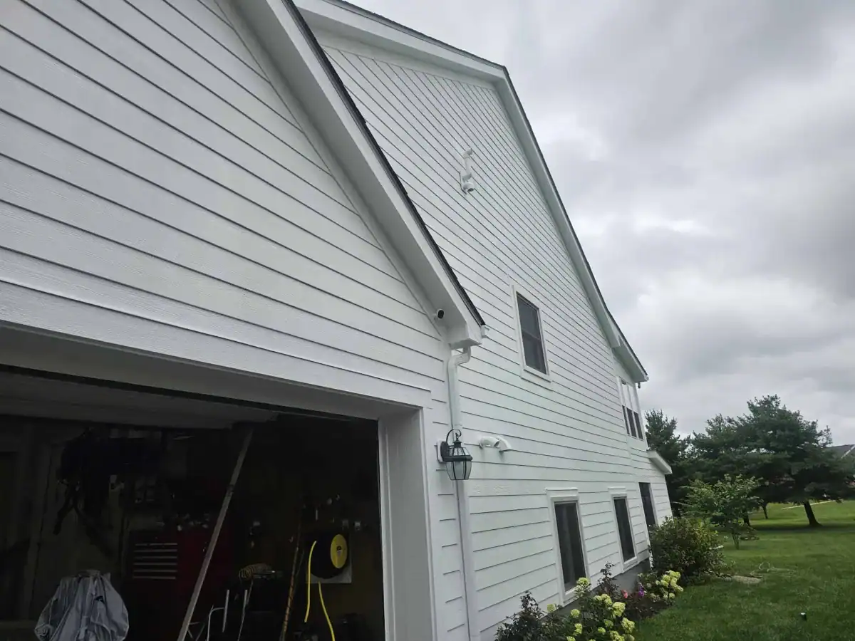 Exterior house painting Columbus Ohio - white two-story home with fresh paint
