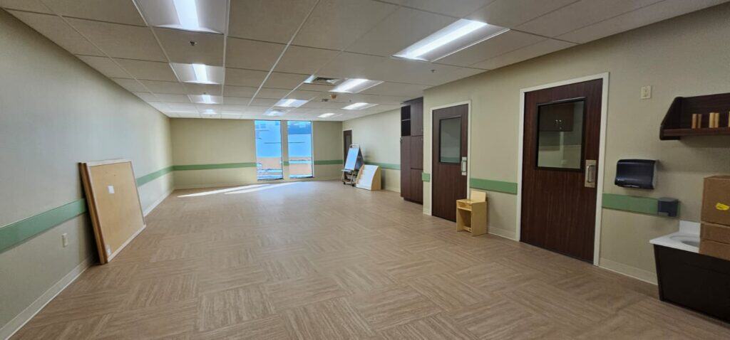 Commercial Interior Renovation – Drywall Repair, Block Filling, Trim Installation & Full Paint Package