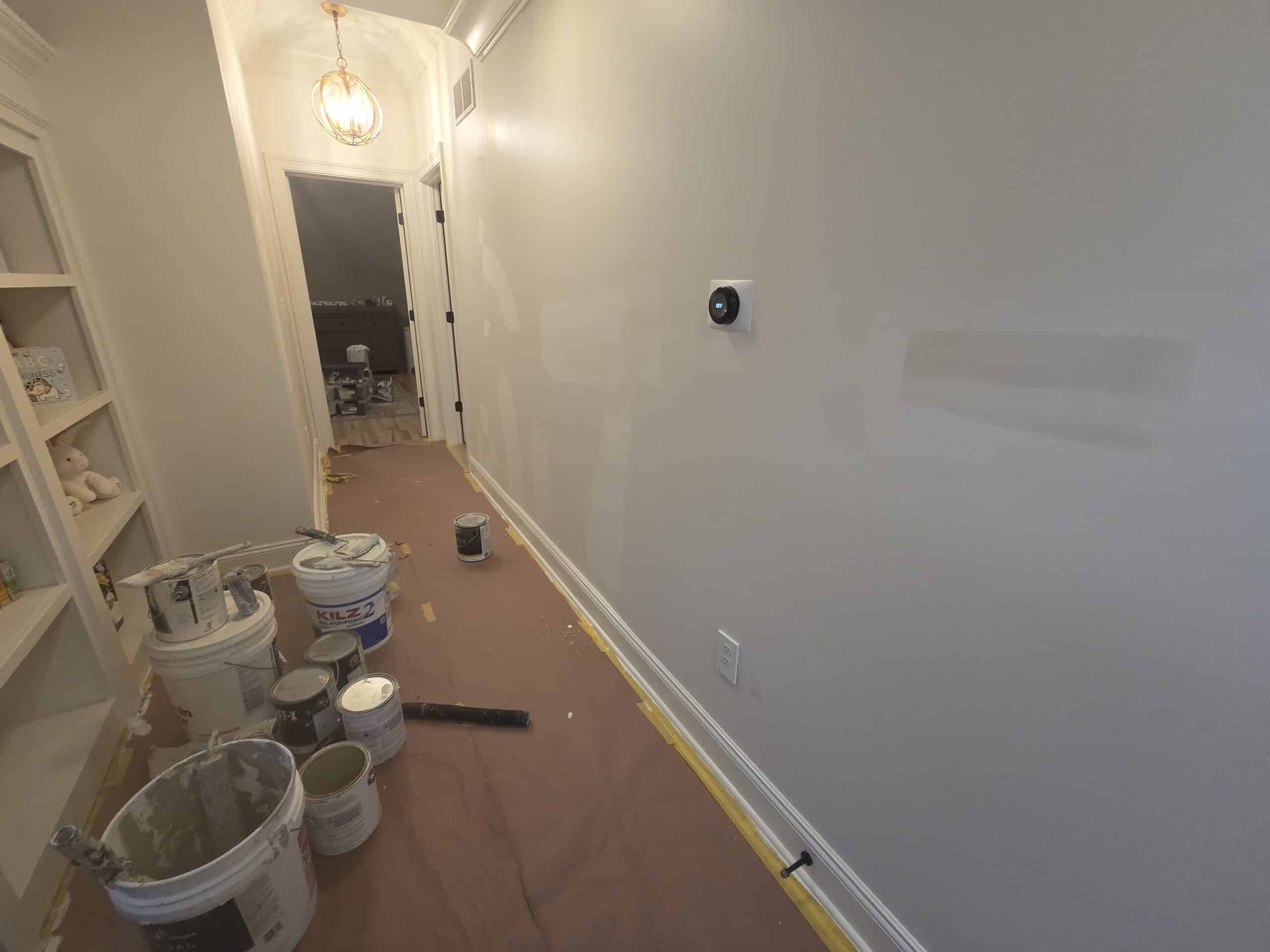 Professional surface preparation and wall repair tools on a Columbus Ohio job site