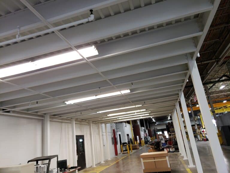 Completed warehouse interior after industrial painting and coating by PaintWerks Columbus Ohio