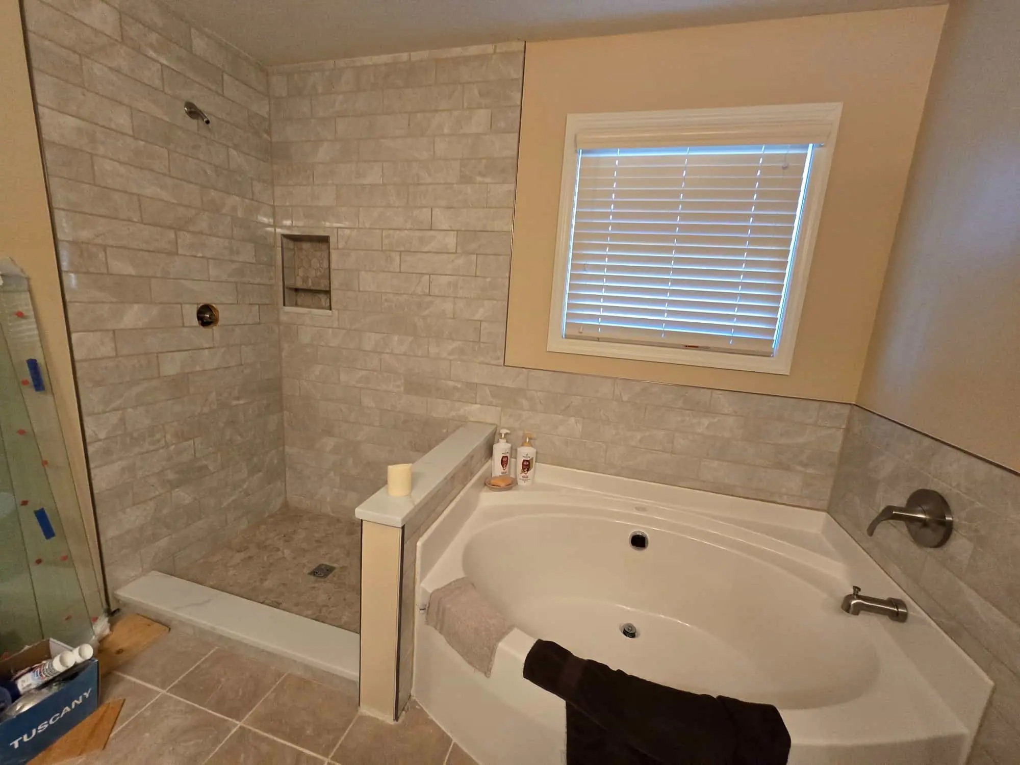 Completed Shower Tile Niche Tub Surround Master Bath Lewis Center Ohio PaintWerks