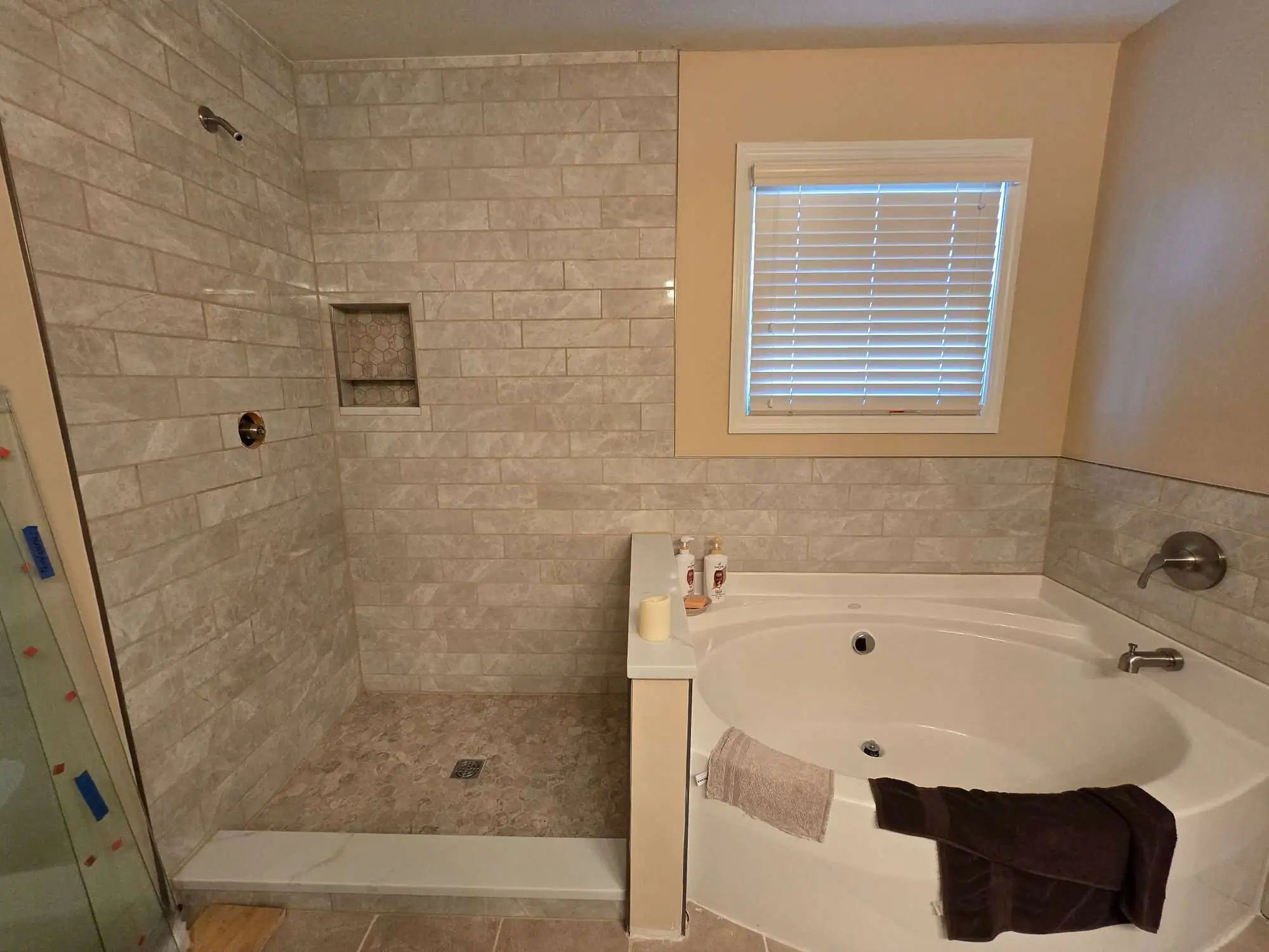 Completed Shower Tile Wide View Tub Surround Master Bath Lewis Center Ohio PaintWerks