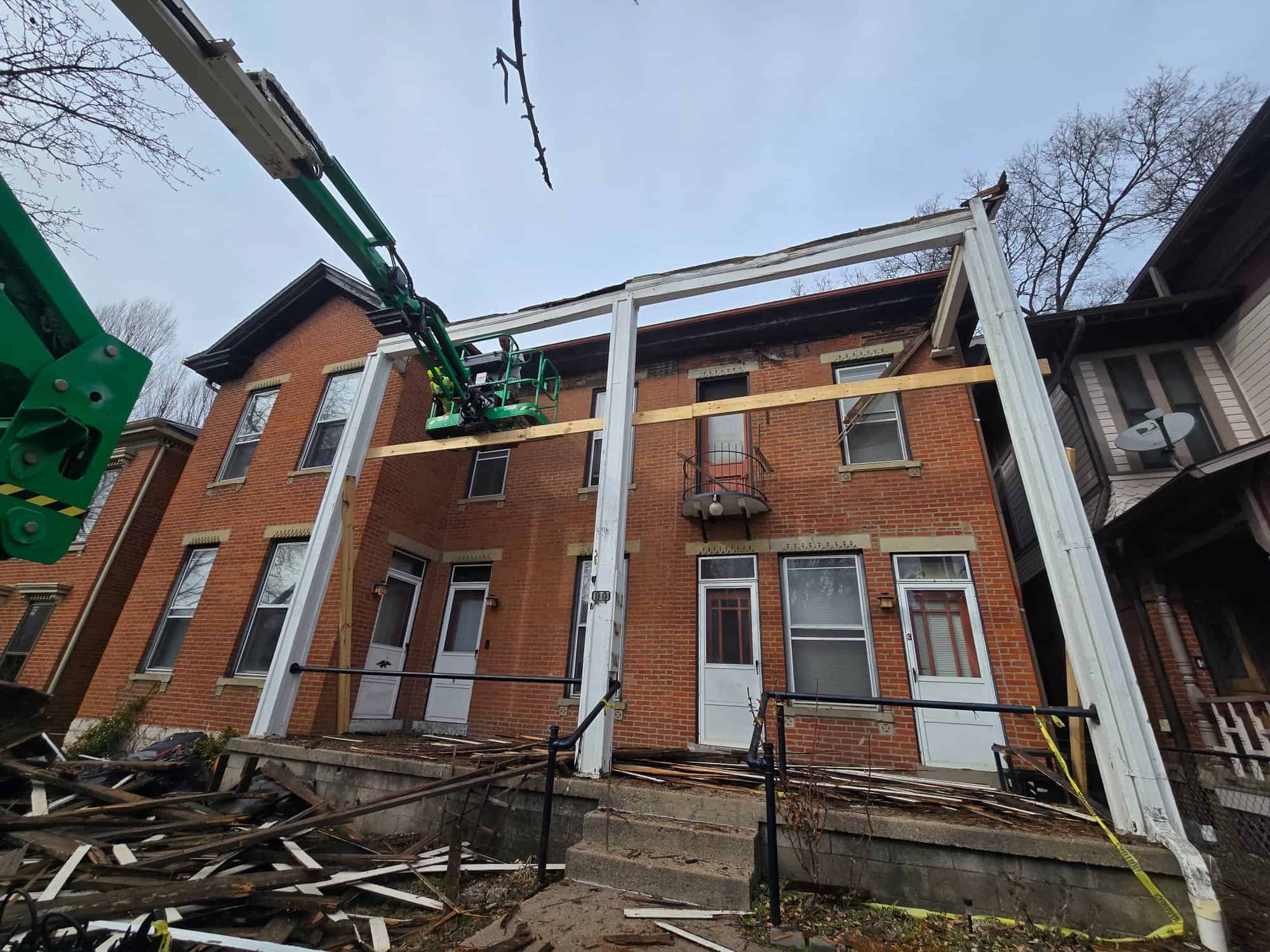 New porch columns header beam 90 E Lincoln St Italian Village Columbus OH