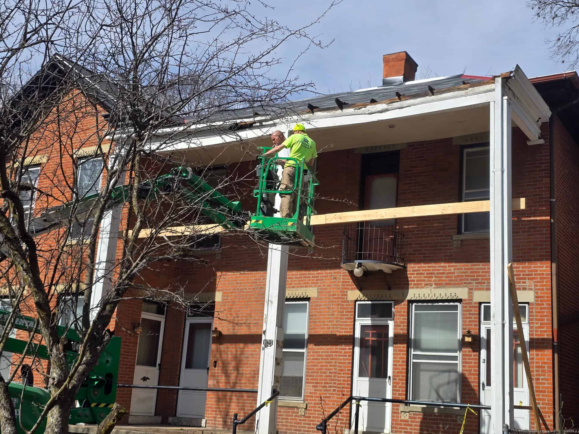 Porch demo boom lift 90 E Lincoln St Columbus Ohio PaintWerks
