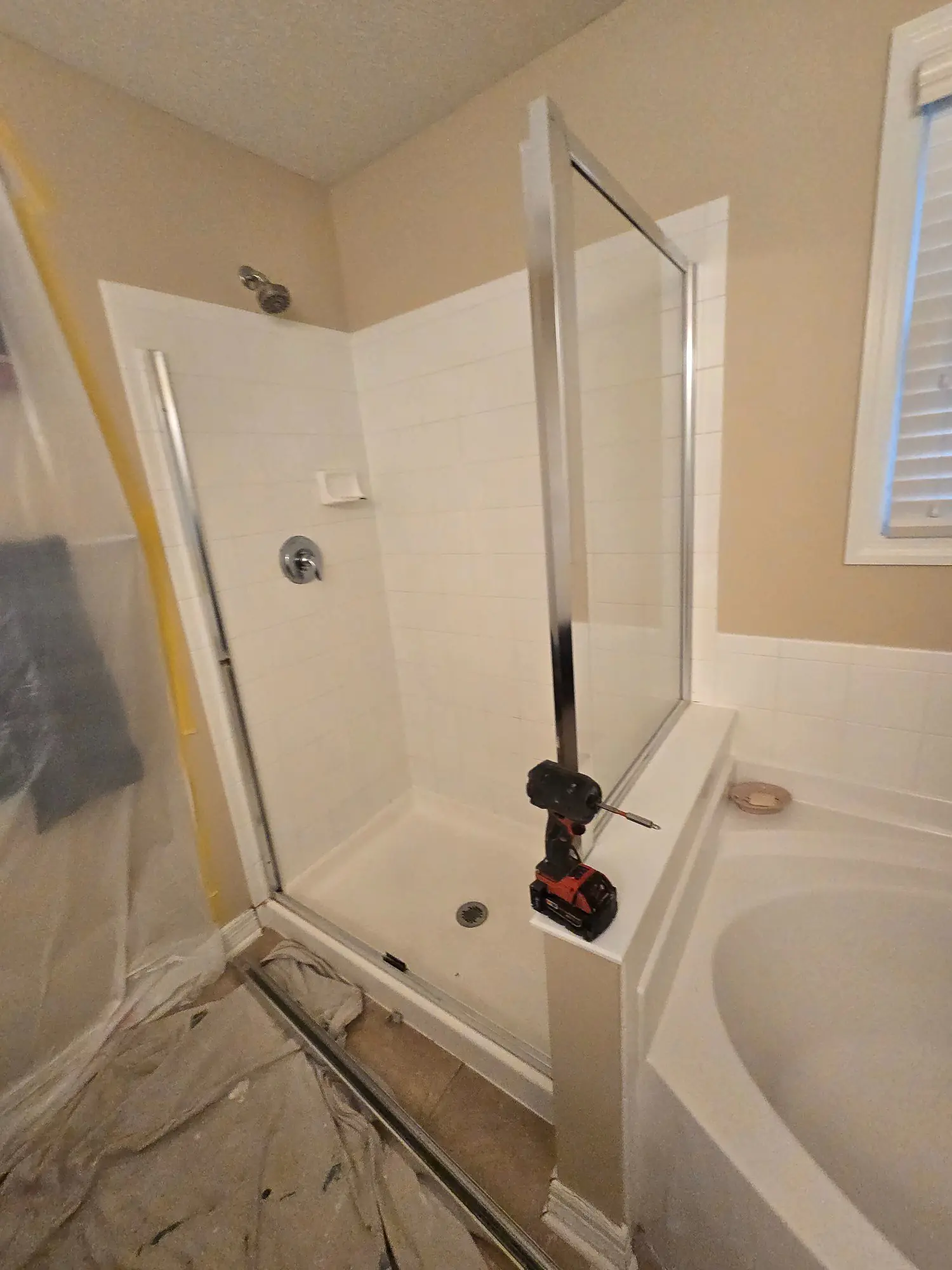 Before Old White Tile Shower Master Bath Lewis Center Ohio PaintWerks