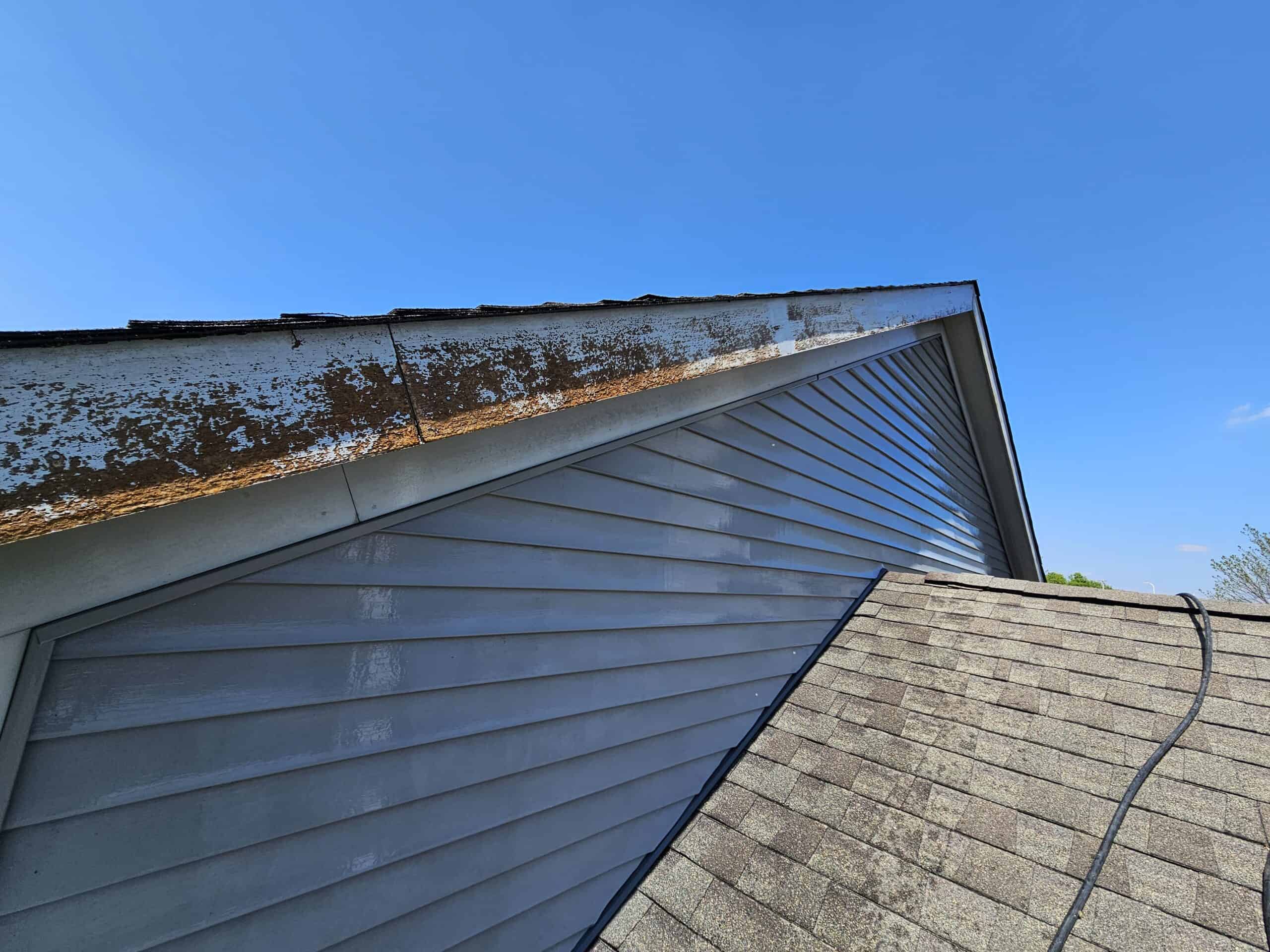 Failing exterior trim and fascia with peeling paint on residential home — PaintWerks Columbus Ohio